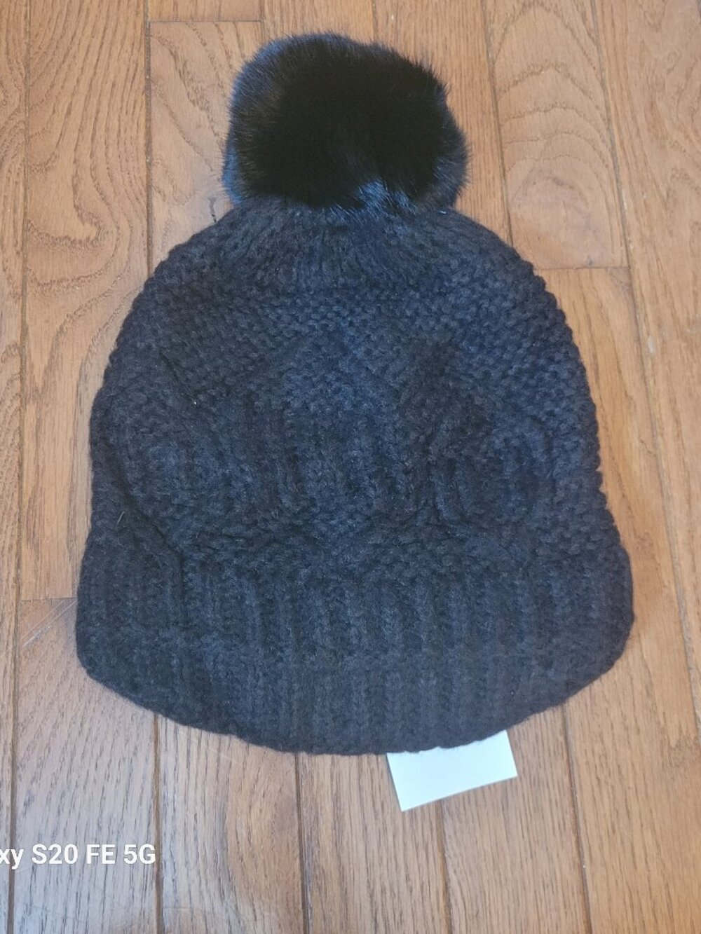 Surell Knit Hat with Rabbit Fur pompom